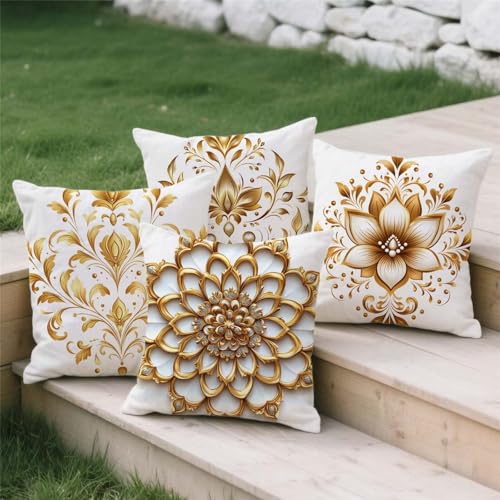 Housse de coussin 70x70cm impression double face couleur d'or