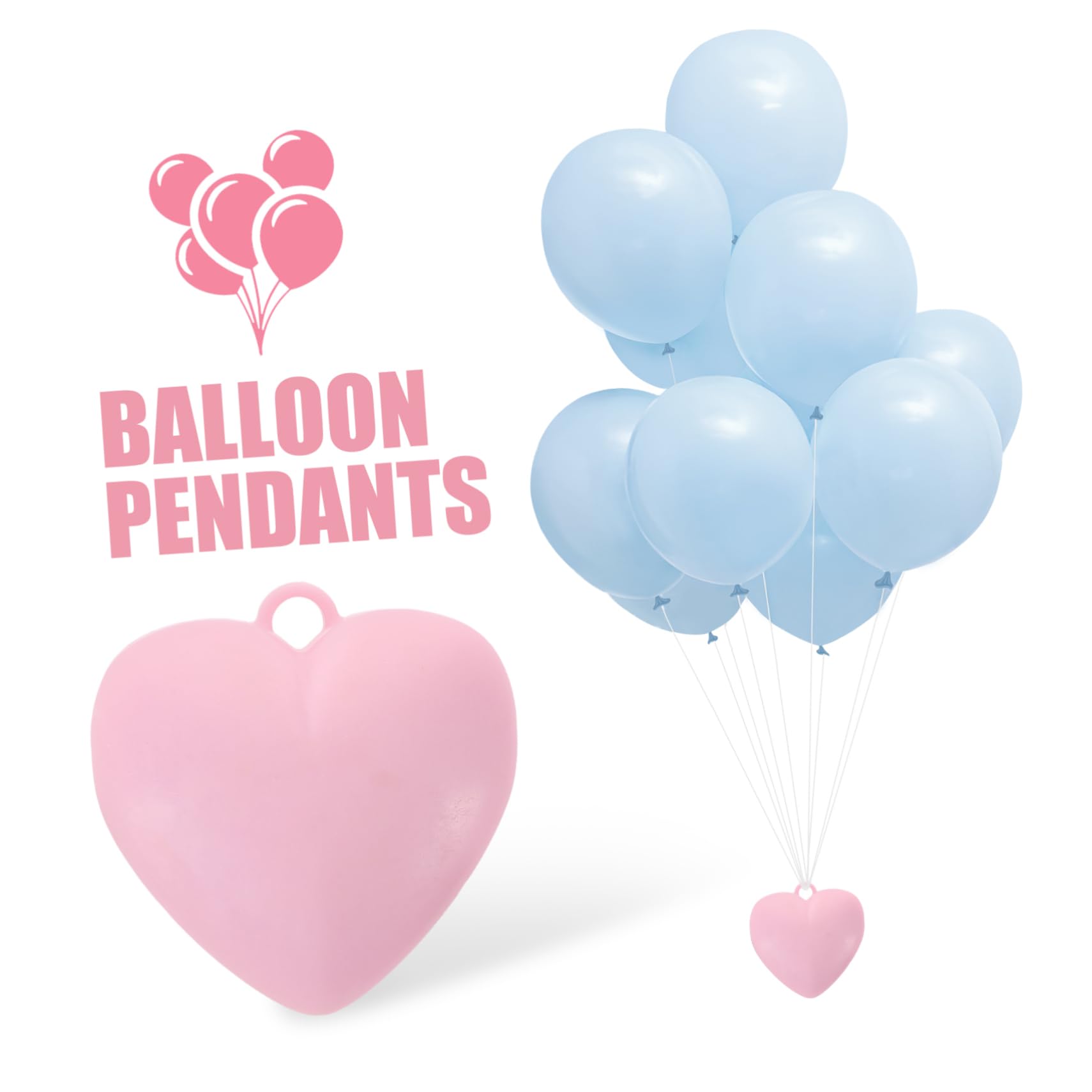 Pesetti per Palloncini a Cuore 4 Pezzi in Resina Rosa | Compleanno e Anniversario, Fissano Palloncini a Elio, Sagome Cuore e Stella
