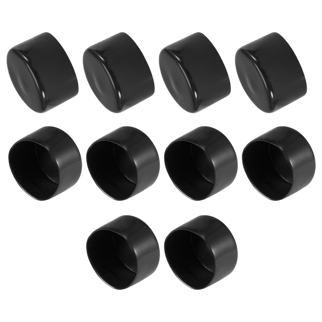 Tapas de goma redondas 55 mm y protector de rosca negro para terminales de tubos