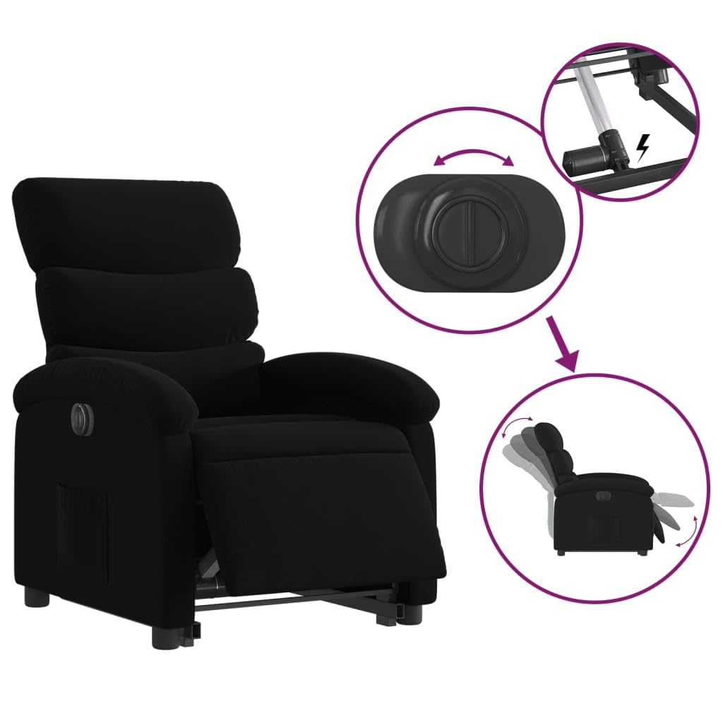 ShGaxin Fotelik elektryczny z czarnej tkaniny podnoszone fotel, fotele kinowe, fotele Salon, Fotel Tantra, Fotel telewizyjny, Fotel do karmienia piersią - 3204004