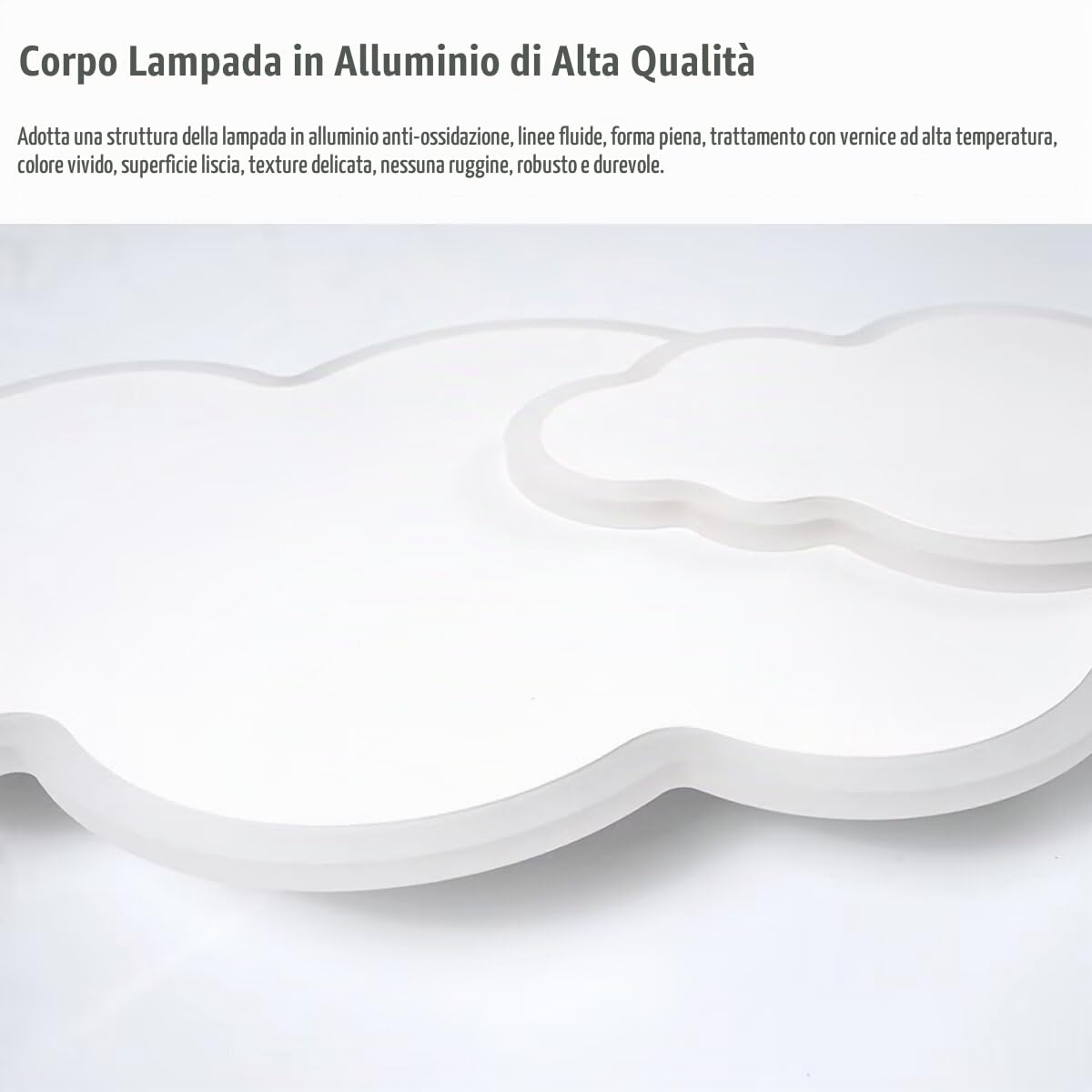 Plafoniera a forma di nuvola da 55 cm, lampadario a LED 3D con nuvole, per cameretta, soggiorno, camera da letto per bambini e bambine, dimmerazione continua, 46 W