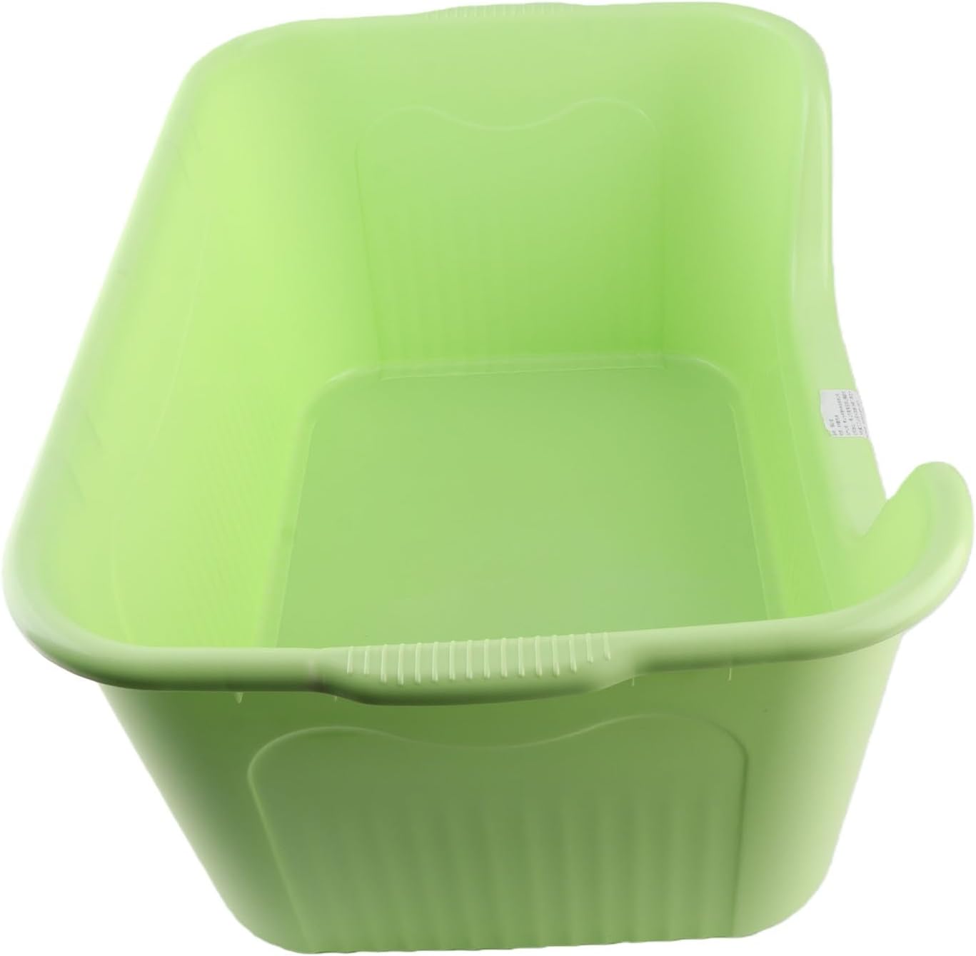 Large Cat Litter Box, Open Kitty Litter Pan Groove Design Sturdy Easy to Clean High Sides for Home (Green)