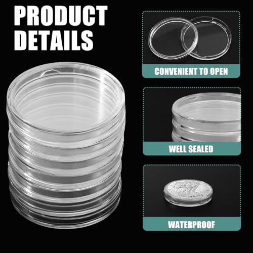 LifCratms 30 Pcs Silver Dollar Coin Holder, 40.6mm Round Coin Capsule for Collectors, Fit American Silver Eagle Dollar