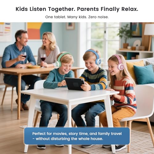 Image of SIMOLIO Manyshare Wireless Kids Headphones with Case & Mic for School,JH714