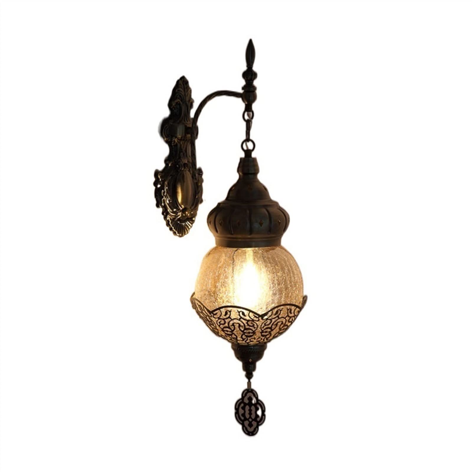 Yinj9562fg Living Room Creative Glass Decorative Wall Lamp Personalized Hollow Iron Hallway Lighting Decor