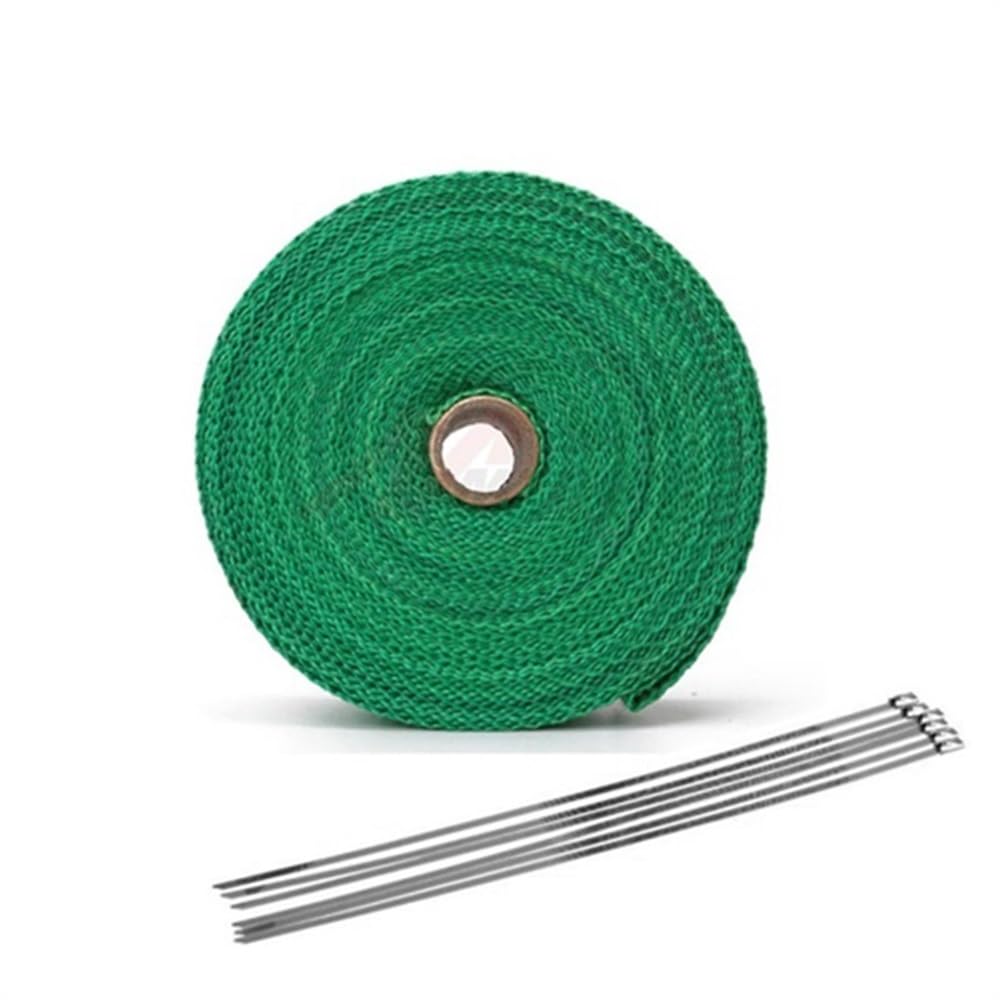 Benda Termica Per Scarico Marmitta 1.5mm*50mm*5M 10M 15M Tubo di Scarico Termico Scudo for Isolamento Riflettente Intercooler Aspirazione(10m Green)