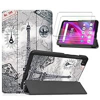 HYMY Hülle für Lenovo Tab M7 (3rd Gen) + 2 Pcs Schutzfolie Panzerglas für Lenovo Tab M7 (3rd Gen) 7" hülle - Flip Case Cover Schutzhülle Schutzfolie Lenovo Tab M7 (3rd Gen) panzerglas-FGTT
