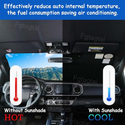 Image of Windshield Snow Cover Fit for Toyota Tacoma 2015-2022, Front Windshield Cover for Ice and Snow, Auto Extra Thick Windshield Ice Cover Protects Windshield from Rain, Sun, Frost (Black)