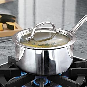 Calphalon Tri Ply Stainless Steel 1 12 Quart Sauce Pan with Cover