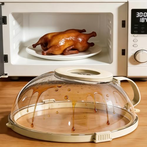 Cubierta de microondas transparente con vaporera integrada para calentar alimentos sin salpicaduras 4
