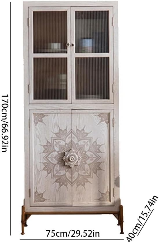 Sideboard Cabinet Retro Simple Carved Glass Storage Dining Sideboard Home Living Room Integrated Glass Cabinet Sideboard Cabinet with Drawers