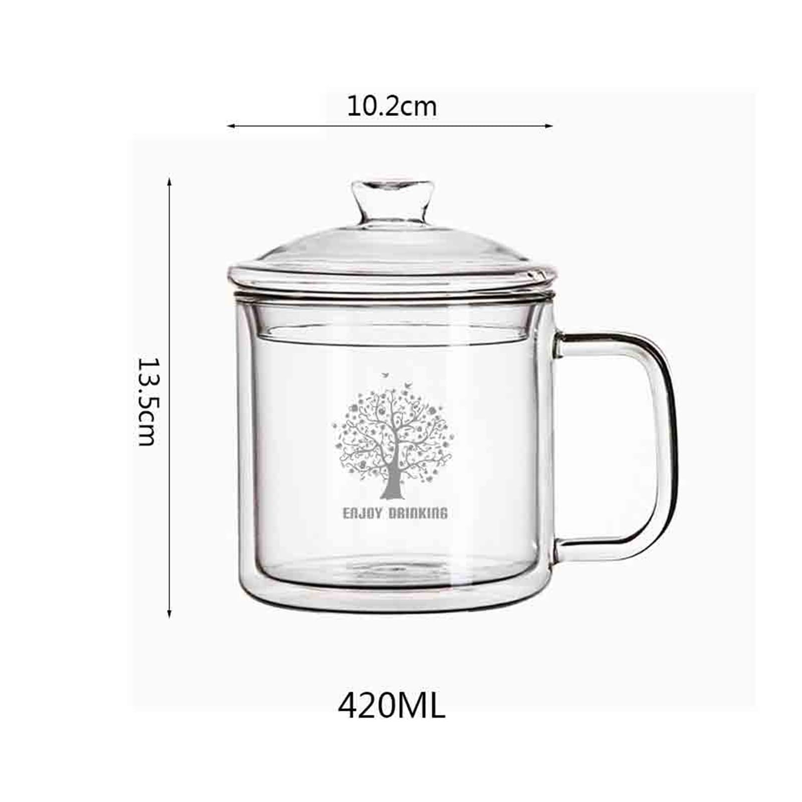 Verre Tasse en verre borosilicate transparent de 14,2 oz avec couvercle et poignée Restaurant
