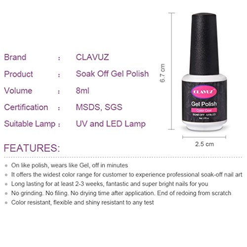 CLAVUZ Gel Nail Polish Set 12PCS Soak Off UV Gel Nail Lacquer with Top and Base Coat Nail Art New Starter Kit 8ML - Thumbnail 3