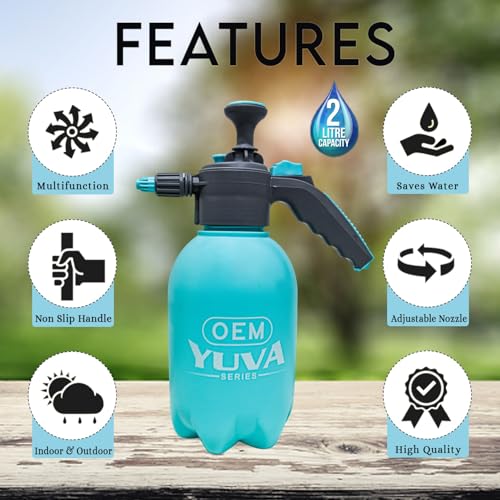 Image of OEM Heavy Duty 2L Pressure Spray Pump for Plants - Adjustable Mist & Jet Flow, Garden Sprayer Bottle for Watering, Cleaning, Fertilizer, Pesticide & Car Wash (Multipurpose Use)