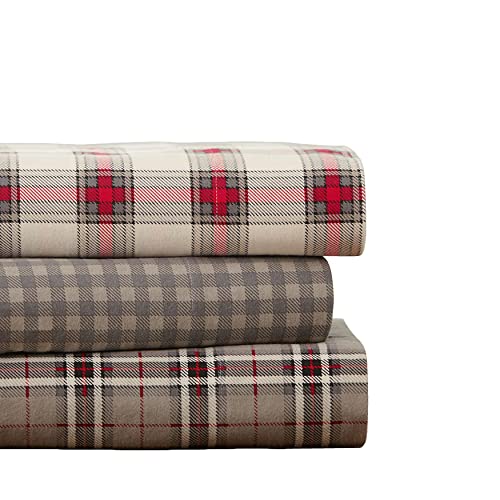 Pointehaven 180 Gsm Luxury 100% Soft Cotton Printed Flannel Sheet Set, Queen, Farmhouse Plaid - Warm & Cozy - Pre-Shrunk -Deep Pockets - Elastic All Around-Comfy Double Brushed - #TOP1