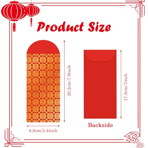 Briefumschläge für chinesisches Neujahrsfest, Rot mit goldfarbenem Hong-Baoblumen-Motiv, große Geldumschläge, Kartenfach für China, Mond-, Neujahrs-, Frühlingsfest, Hochzeit, Geburtstag, Dekoration