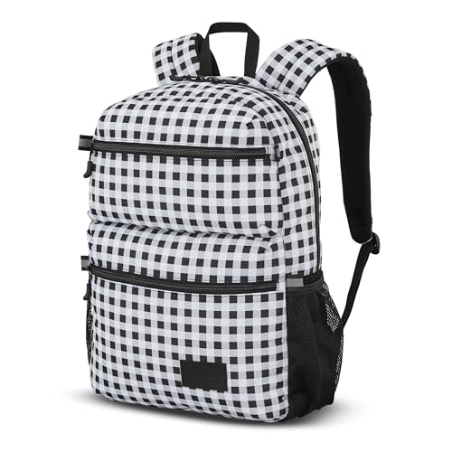Image of High Sierra Everclass Backpack - Travel or Work Laptop Bookbag with 360 Reflectivity, Dual Water Bottle Pockets & Fits Laptops Up To 15.6 inch, One Size, GINGHAM /BLACK