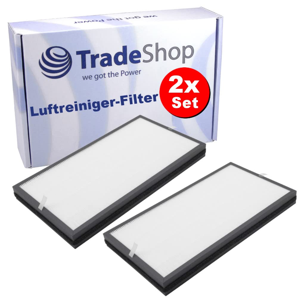 Trade-Shop Lot de 2 filtres à air combinés (HEPA + charbon actif) compatibles avec les purificateurs d'air Boneco P-340 Remplace A-341, Idéal pour Fumeur
