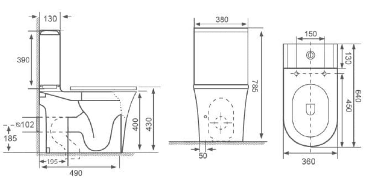 Swiss Aqua Technologies | Combi WC sin bridas | Con Tapa Softclose SATBRE030RREXVP | Relleno inferior