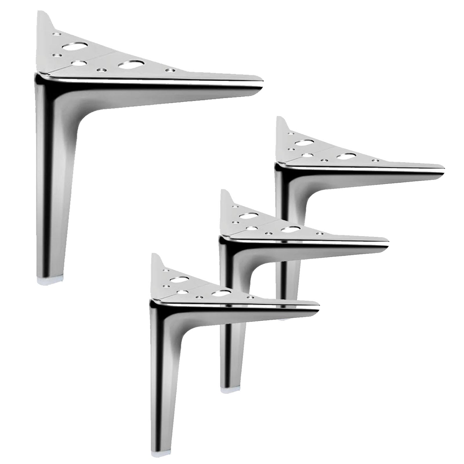 4Pcs Silver Furniture Legs,Metal Furniture Legs,Metal Triangle Furniture Feet,DIY Furniture Replacement Feet for TV Cabinet Ottoman Sofa Cupboard,with Screws (18cm/7.1in)