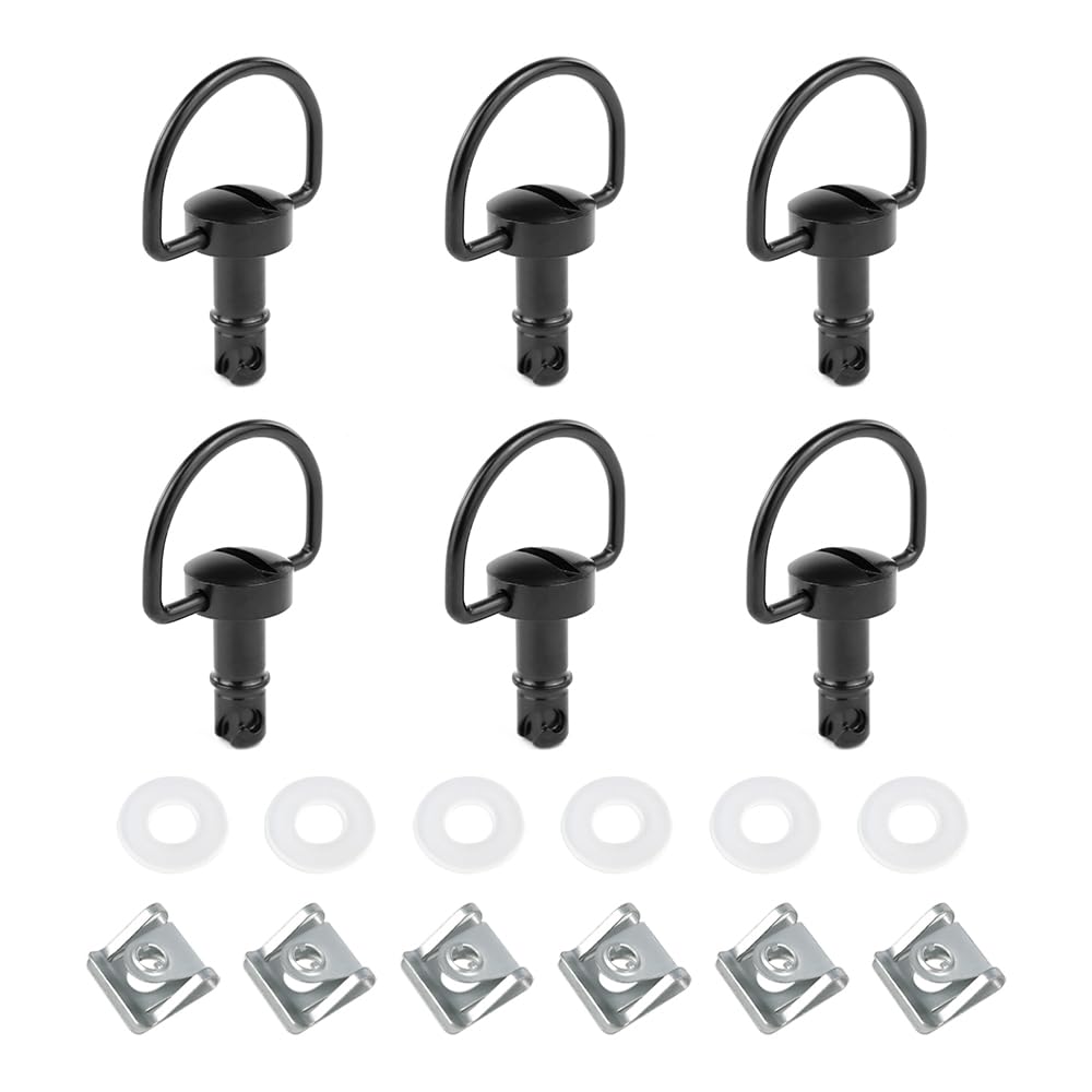 Velexmoto 6 PCS 14 mm Quick Release Fasteners D-Ring 1/4 Turn Trim Mount Clip Fit for Honda Kawasaki Yamaha Suzuki Aprilia Ducati Universal Fairing Bolts Studs Motorbike Trim Screw Set (Black, 14mm) — view 5