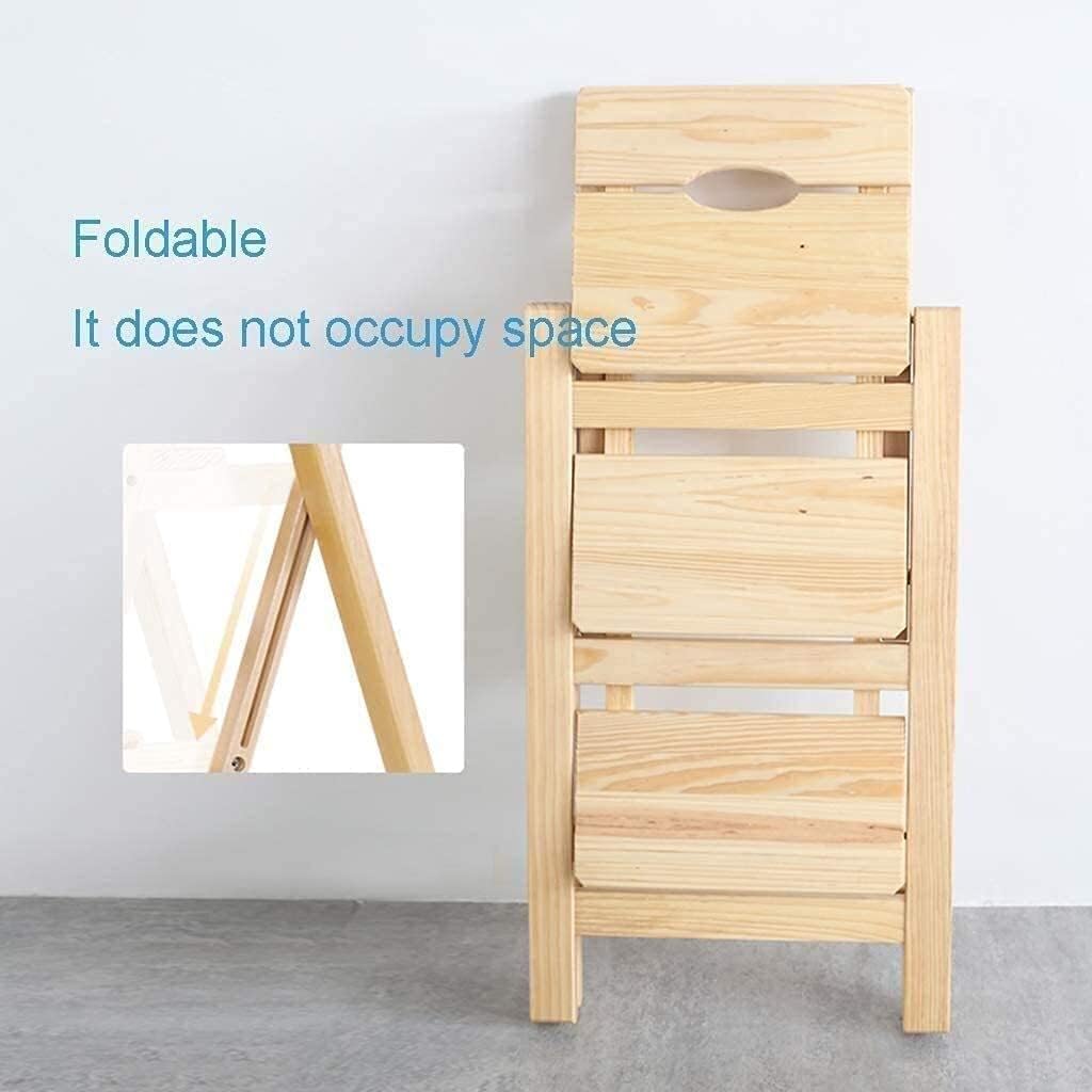 OKUOKA Chair Adult 3 Step Ladder Stair Seat Wooden Staircase Shelf Stepladder Dual-Use Climb Widened Safety Household Kitchen Indoor Ascend,Step Stool with Handle Step Stool (Color : B)