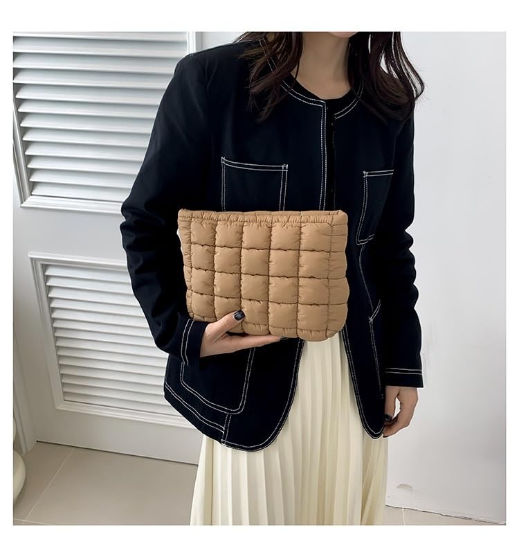pochette trucchi Borsa da viaggio con pochette trapuntata, grande capacità, con cerniera, borsa da viaggio portatile for donna, verde viaggio(Bruin)