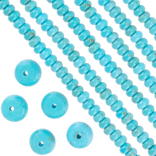 SUNNYCLUE 1 BOX 80PCS 6mm Turquoise Spacer Beads Stone Heishi Beads Small Natural Lucky Howlite Gemstone Flat Disc Loose Round Spacer Bead for Jewellery Making Beading Accessories Diy Earrings Craft