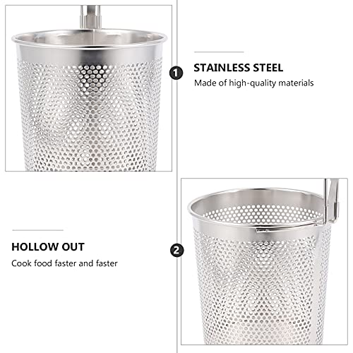 Hemoton 12 cm Wok Coiner Colander Fry Basket Aço Inoxidável Espaguete Coador Comida Peneira Aranha E