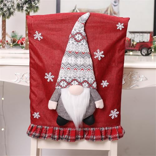 Housse de chaise salle à manger Noël lavable couverture extensible grise - 8