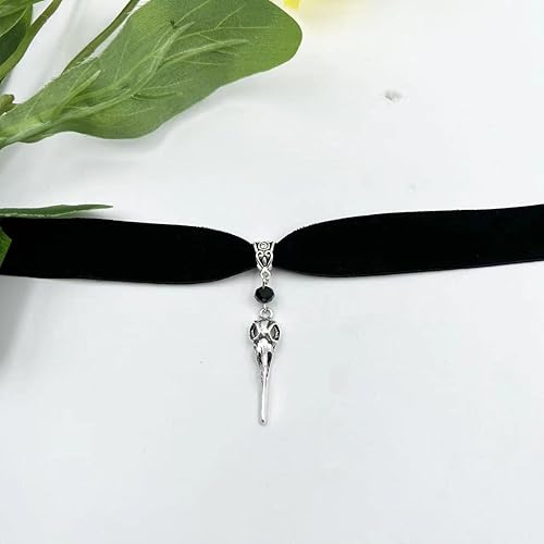 Miniatura 7 de Gothic Black Velvet Goth Choker Necklace for Women,Cameo Black Choker Crow Skull Pendant Necklace Vintage Collar Skull Necklace Gothic Jewelry