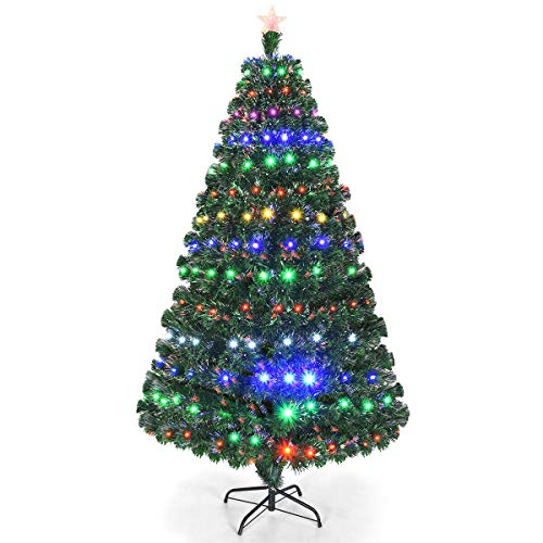 Goplus 7Ft Artificial Christmas Tree 7FT Pre-Lit Optical Fiber Tree 8 Flash Modes W/UL Certified Multicolored LED Lights & Metal Stand Goplus 7Ft Artificial Christmas Tree 7FT Pre-Lit Optical Fiber Tree 8 Flash Modes W/UL Certified Multicolored LED Lights & Metal Stand
