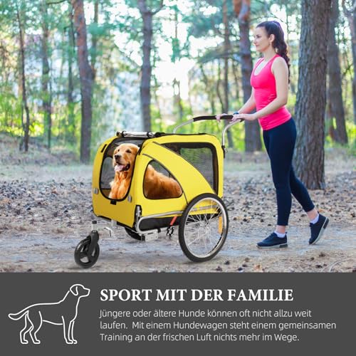Fiximaster XL Hundeanhänger Fahrrad & Jogger 2-in-1 mit Handbremse und Reflektoren, stabiles 600D Oxford-Gewebe, Hundetransporter bis 40 kg (Blau)