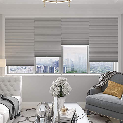 Changshade Cordless Blackout Cellular Shade, Tools-Free Honeycomb Shade For Bedroom, Kitchen, Children Room, Bathroom, Room Darkening Pleated Window Shade, 33 Inches Wide, Grey Cel33Gy72A #TOP5