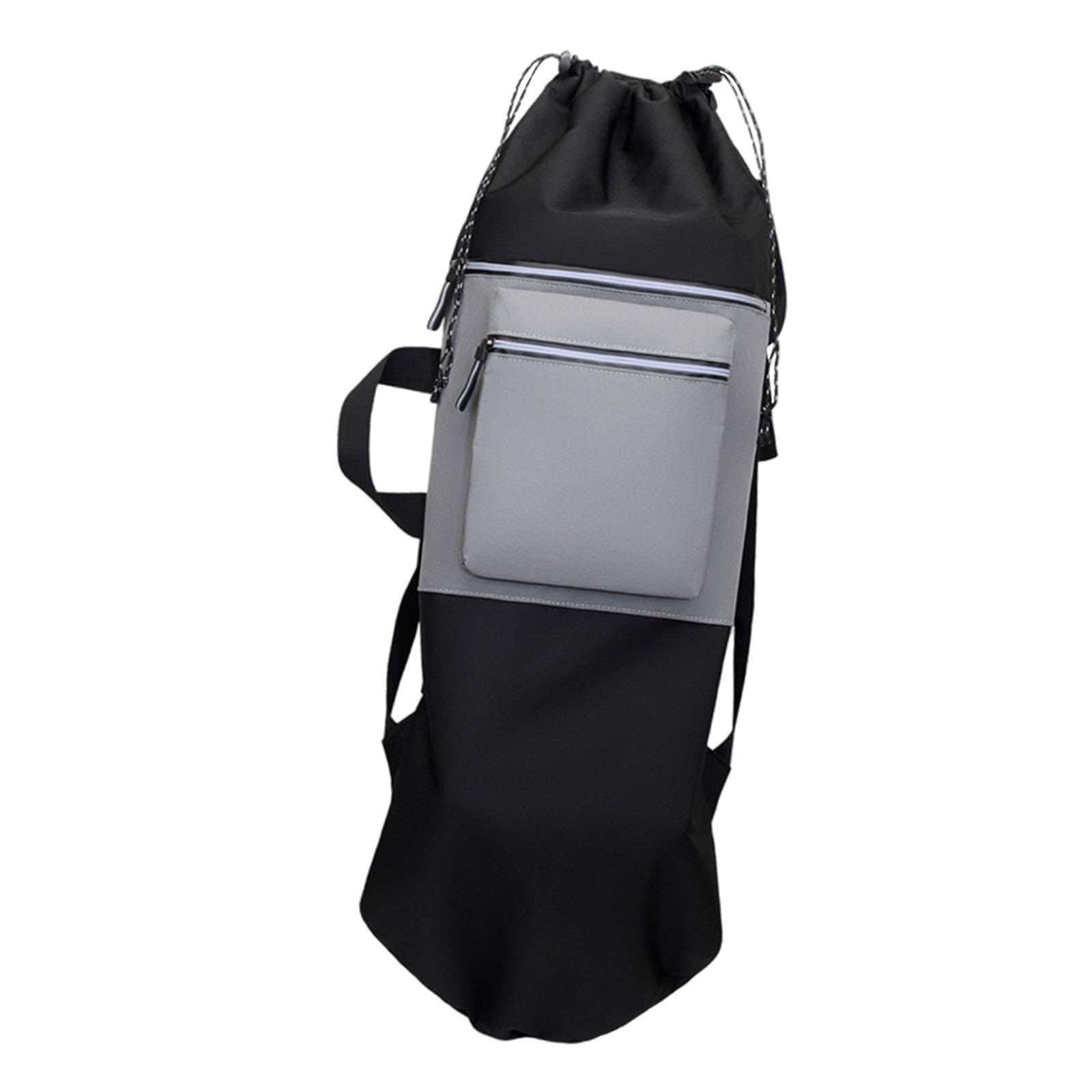 Baoblaze Skateboard Backpack with Adjustable Straps Longboard Carry Bag with Drawstring Closure Skate Bag Backpack for Skateboards, Yoga Mats, Travel & Outdoor Sports, Black and Gray