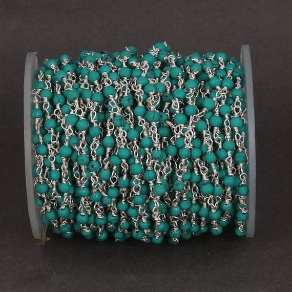 Chaîne turquoise matrix et argent 925 fait main pour bijoux d'exception