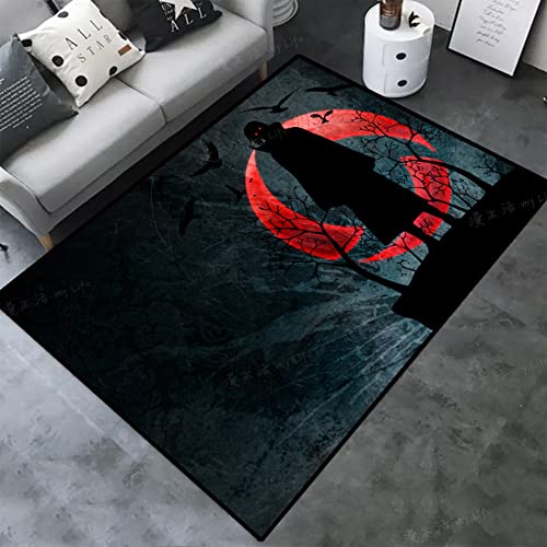 TANOHA Anime Teppich f&uuml;r Wohnzimmer 3D Akatsuki Itachi Naruto Druck Fu&szlig;matte Bad Fu&szlig;matte Teppich Teenager Schlafzimmer Dekor Spielzimmer Matten,80 * 120cm