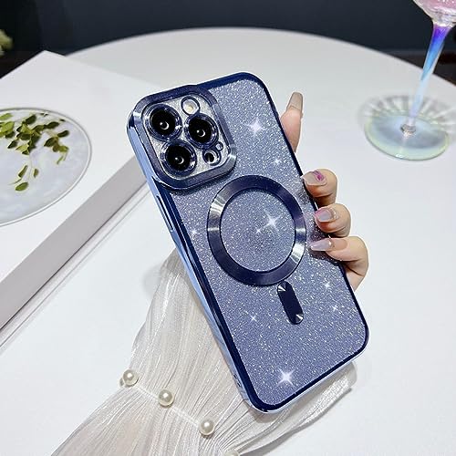 Placage paillettes pour étui iPhone 12 housse antichoc et souple couleur bleu