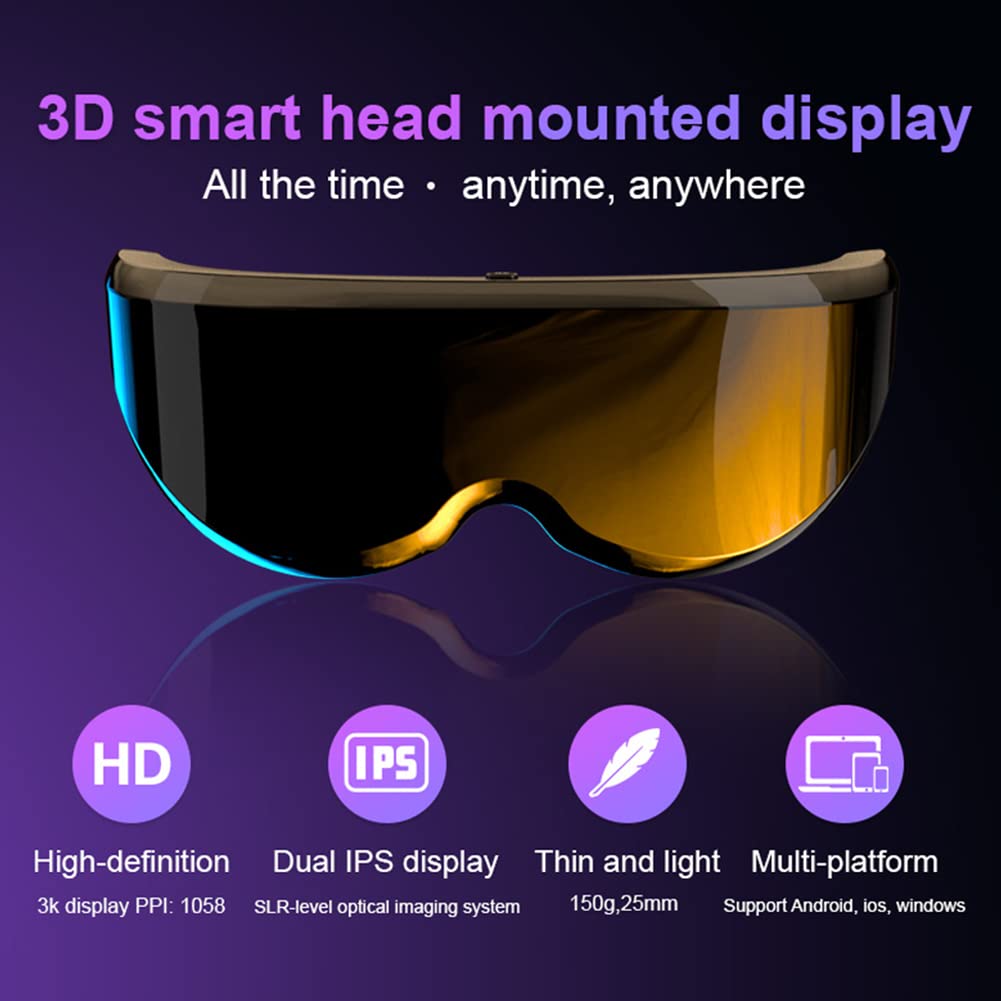 Auriculares 3D VR Gafas de Realidad Virtual HD Gafas Digitales Inteligentes Pantalla montada en la Cabeza 2.1 Pulgadas, IPS 3K, 1058PPI, 1600 * 1600px, para Juegos/Videos/películas