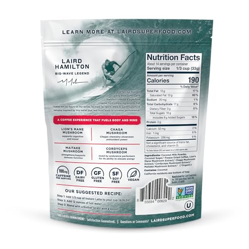 image for Laird Superfood Instant Latte Sweet & Creamy, Non-Dairy, Superfood Cre