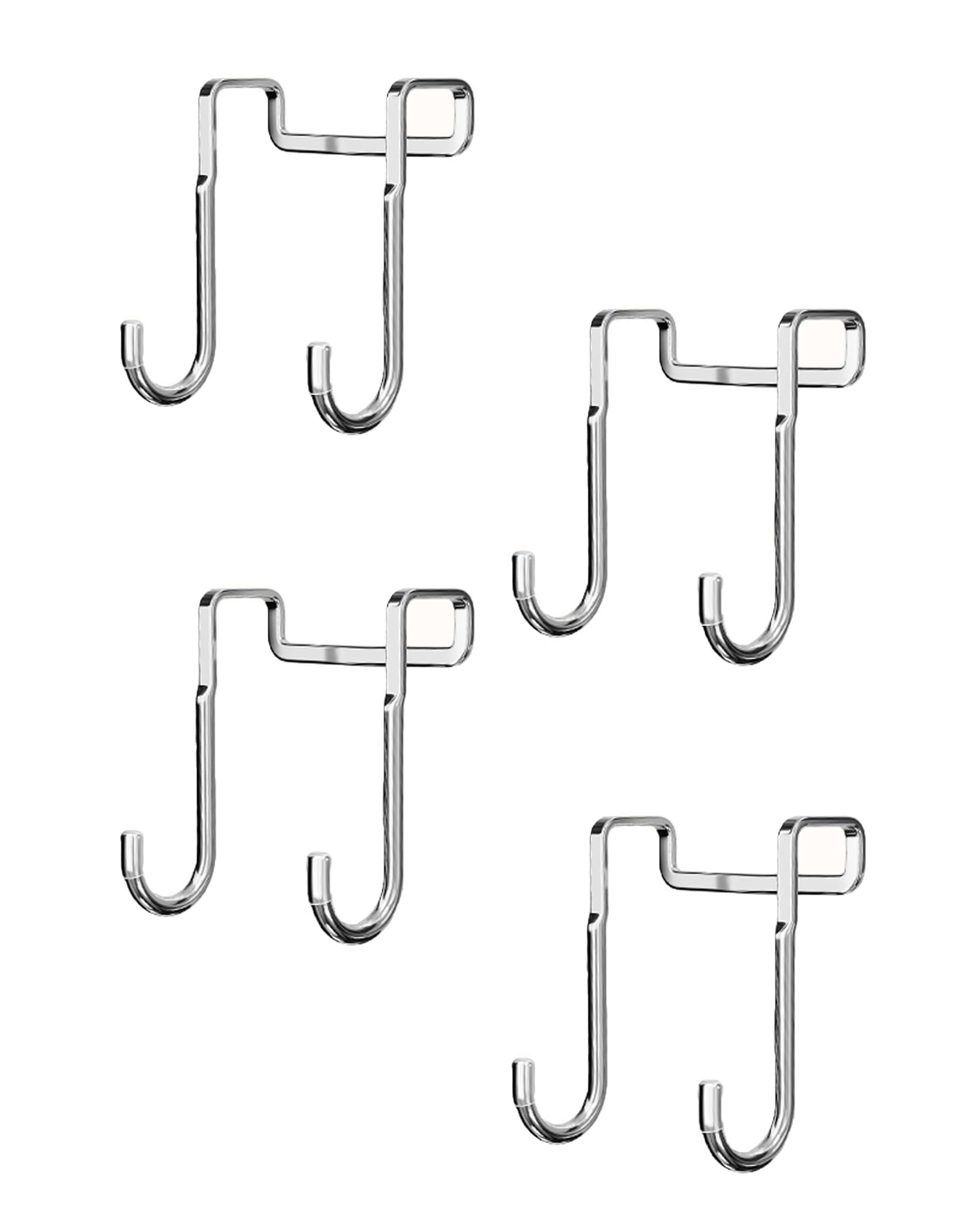 SUSUJIN 4-Piece Cabinet Hooks, Double S-Shaped Stainless Steel Hook for Drawers, Closets, Behind Doors, Wardrobes, Kitchens and Bathrooms, to Hang