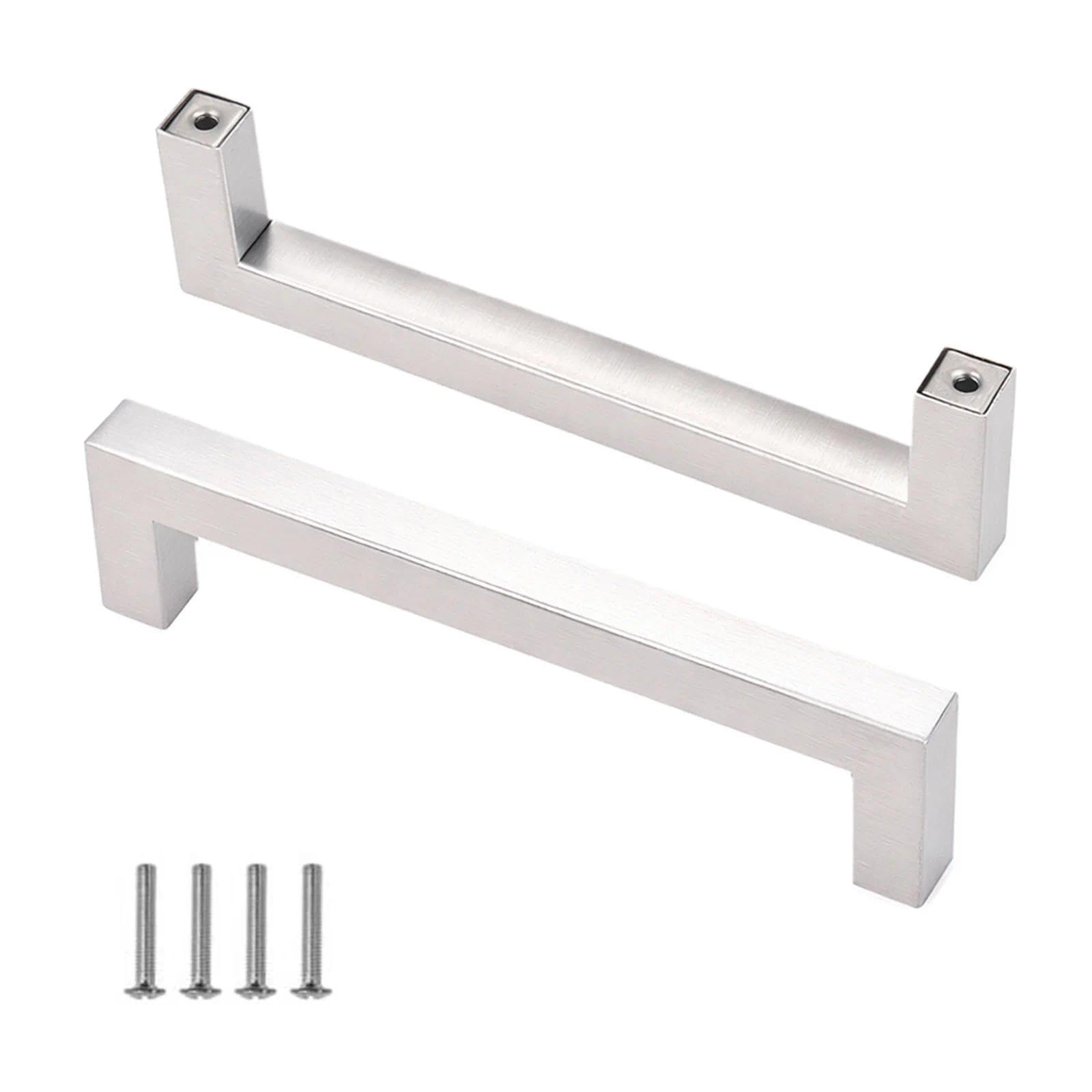 MNFPSJB 2 Pack Cabinet Handles Stainless Steel Cupboard Handles Silver Kitchen Door Handles Furniture Drawer Knobs (Hole Center 128mm)