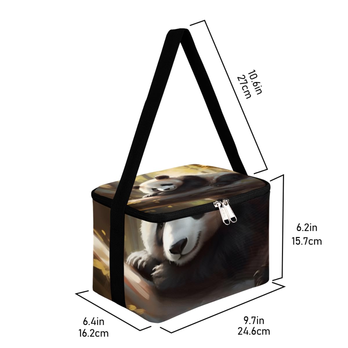 GzLeyigou Lunch Bags for Women Men 9 Cans,Cute Panda Hot & Cold Food Delivery Bag Insulated Grocery Bag Insulated Lunch Box Panda Cooler Bag for Office Work Picnic Beach