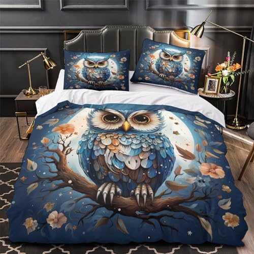 Housse de couette hibou 3D parure de lit king size en microfibre premium - 4