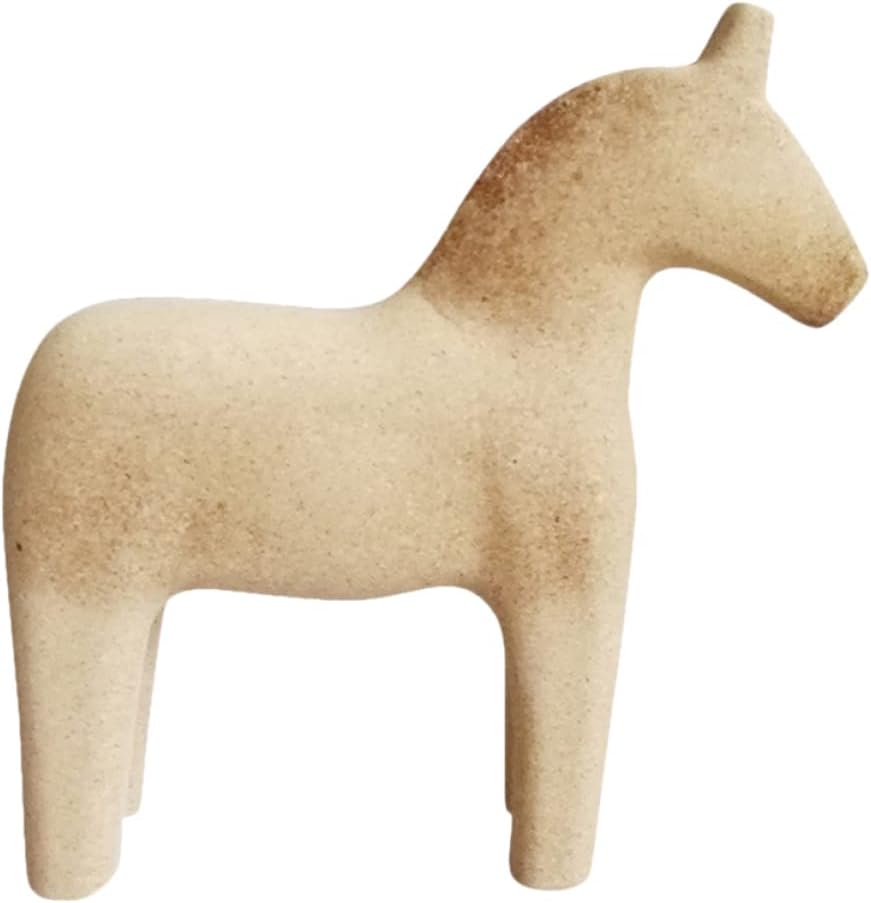 COHEALI Unpainted Horse Figurine Swedish Dala Horse Vintage