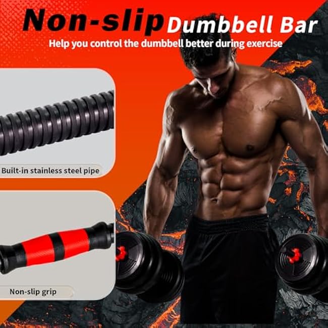 Adjustable Dumbbells Set - 20lbs/30lbs/70lbs/90lbs Multi-Functional Fitness Set, Kettlebell & Barbell Patterns, Beginner Dumbbell Fitness