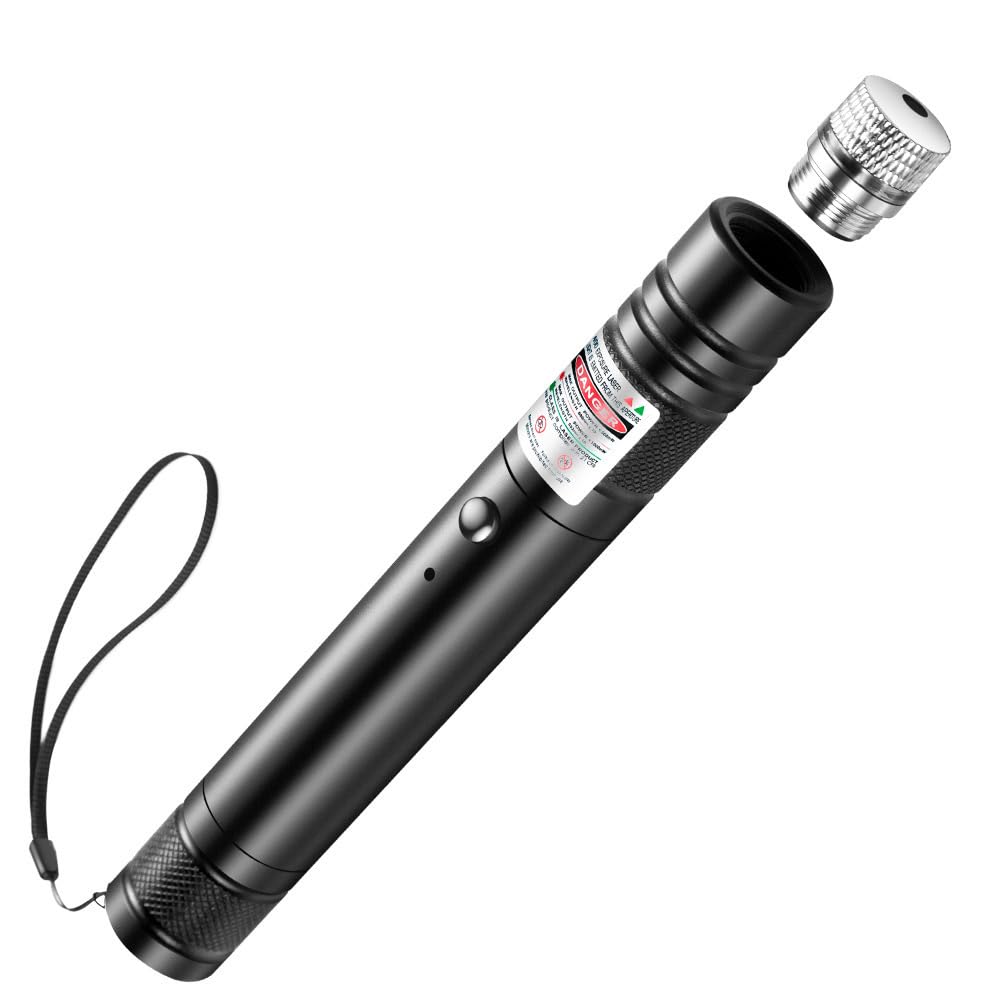 USB Teaching Flashlight Portable Long Distance Green Light Flashlight Rechargeable Small Torches Super Bright for Outdoor Camping Night Hiking Teachers Astronomy Enthusiasts Cat Toys with Wrist Strap