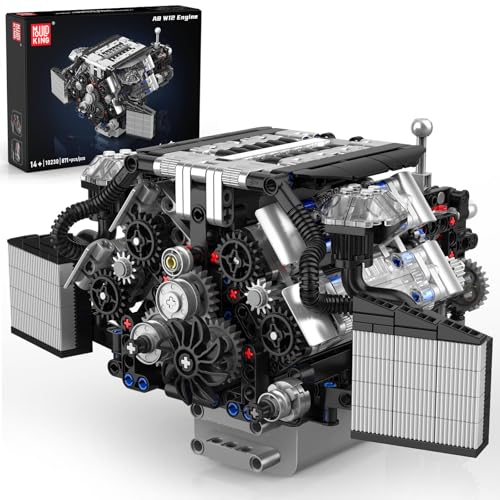 Mould King 10230 W12 Set di blocchi di costruzione del motore, MOC Mini motore di trasmissione, giocattolo per adulti dai 14 anni in su, serie di motori V8 per collezione di display (871 pezzi)