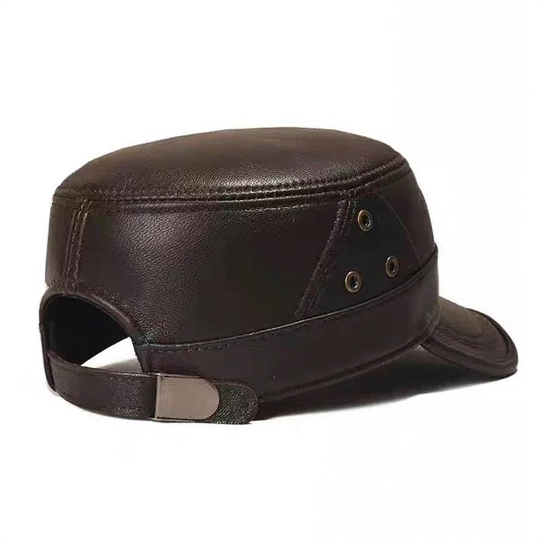 Męska skórzana płaska czapka elegancka męska czapka z daszkiem brytyjska vintage skóra bydlęca ciepła czapka regulowana