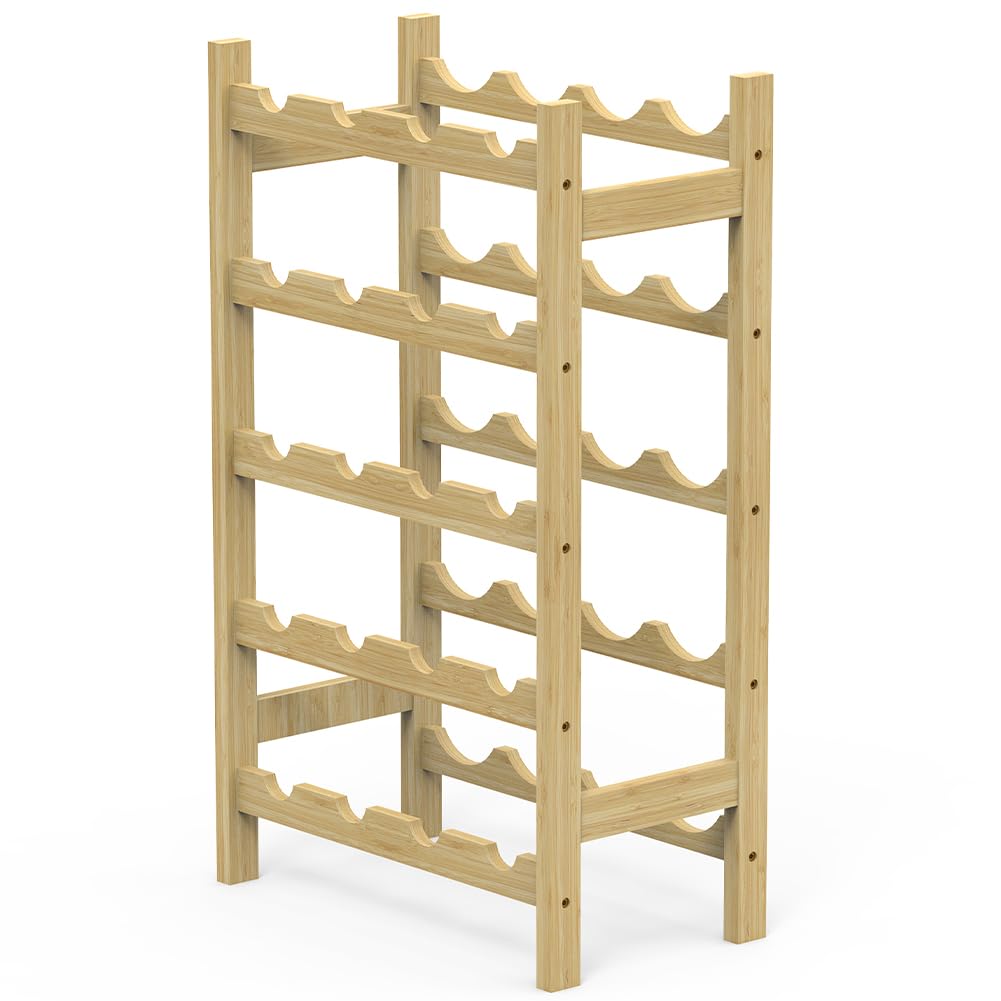 BAKAJI Hoekkast Voor Bar, Cocktail, Wijnrek, Flessenrek, 2 Etages Likeur Wijnkelder Van Hout 8 Zits Flessenhouder Met Planken Voor Kelk Bruin